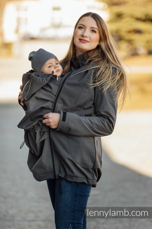 Softshell Babywearing Coat - Grey - size S (grade B) #babywearing