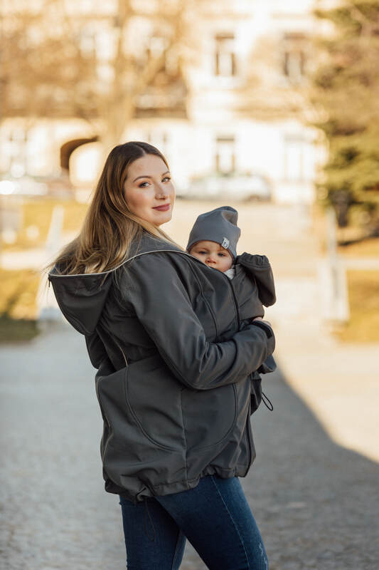Manteau de portage - Softshell - Gris - taille L #babywearing