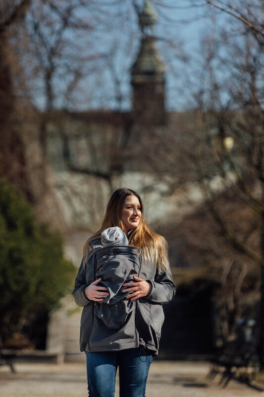 Manteau de portage - Softshell - Gris - taille L #babywearing
