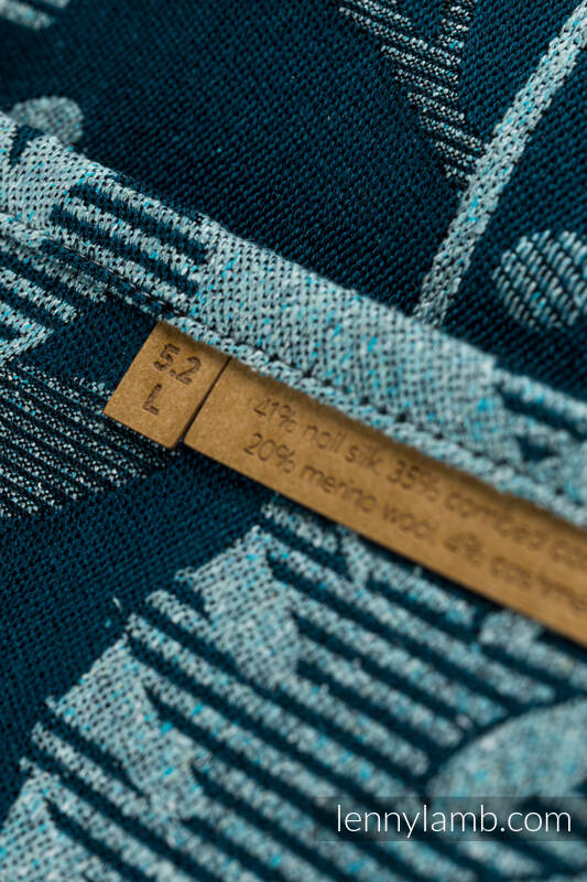 Fascia portabebè, tessitura Jacquard (41% seta pettinata, 35% cotone pettinato, 20% lana merinos, 4% cashmere) - EXPERIMENT no.18 - taglia M #babywearing