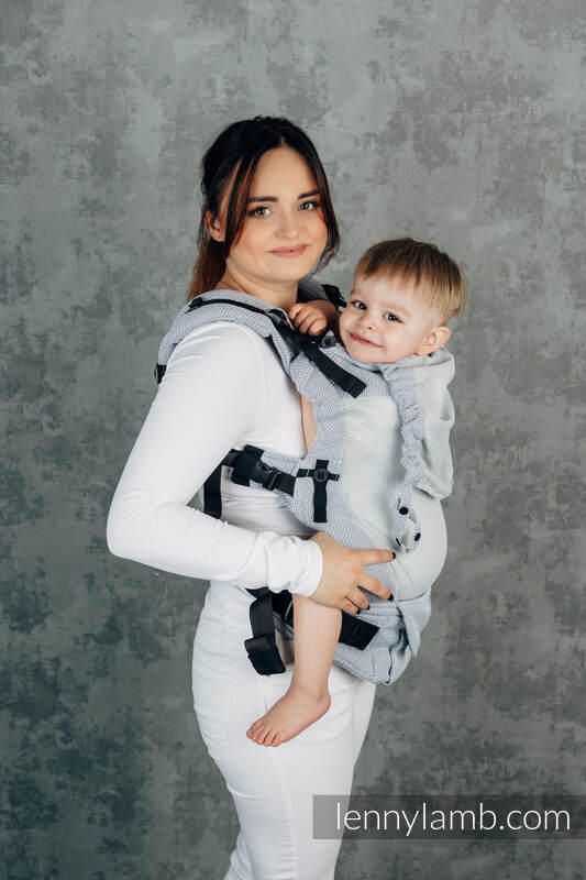 Nosidełko Siatkowe LennyUpGrade, splot jodełkowy, (75% bawełna, 25% poliester) rozmiar standard -  MAŁA JODEŁKA SZARA #babywearing