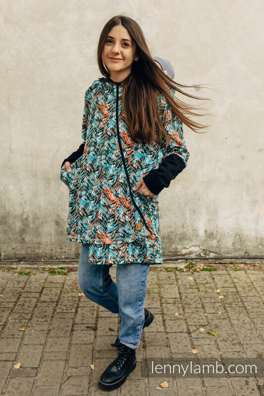 Felpa asimmetrica con cappuccio - Tropical Garden - Taglia 4XL (87% cotone, 10% elastane, 3% polyester) #babywearing