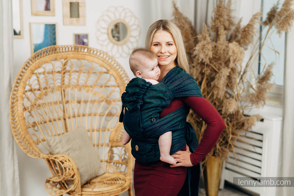 Nosidełko LennyHybrid Half Buckle, splot żakardowy, 100% bawełna , rozmiar standard - PAWI OGON - QUANTUM #babywearing