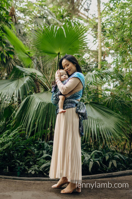 Nosidełko  LennyHybrid Half Buckle, splot żakardowy, 100% wiskoza bambusowa , rozmiar standard - PAWI OGON - SEA ANGEL #babywearing