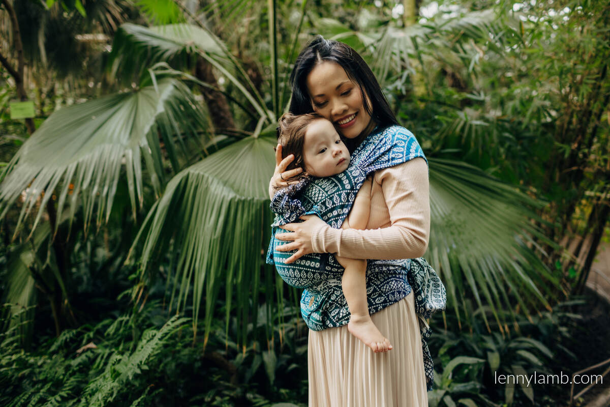 Nosidełko  LennyHybrid Half Buckle, splot żakardowy, 100% wiskoza bambusowa , rozmiar standard - PAWI OGON - SEA ANGEL #babywearing