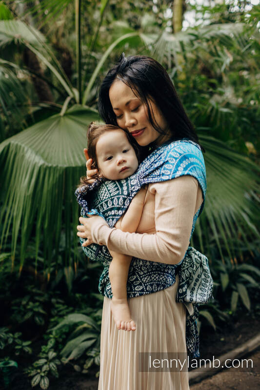 Nosidełko  LennyHybrid Half Buckle, splot żakardowy, 100% wiskoza bambusowa , rozmiar standard - PAWI OGON - SEA ANGEL #babywearing