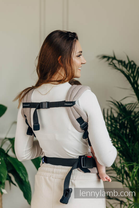 My First Baby Carrier - LennyLight, Standard Size, herringbone weave 100% cotton - LITTLE HERRINGBONE ALMOND #babywearing