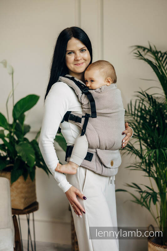 Meine erste Tragehilfe - LennyUpGrade, Größe Standard, Fischgrätmuster, 100% Baumwolle - LITTLE HERRINGBONE ALMOND  #babywearing
