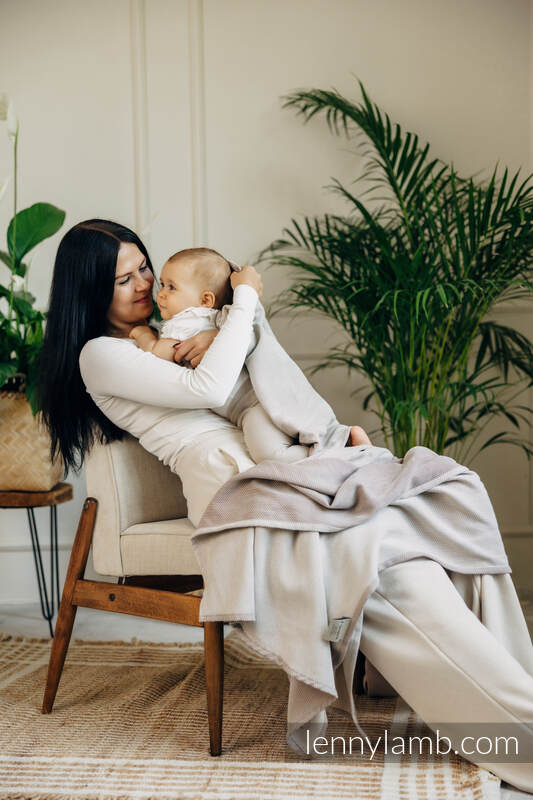 Fular Línea Básica, tejido Herringbone (100% algodón) - LITTLE HERRINGBONE ALMOND - talla M #babywearing