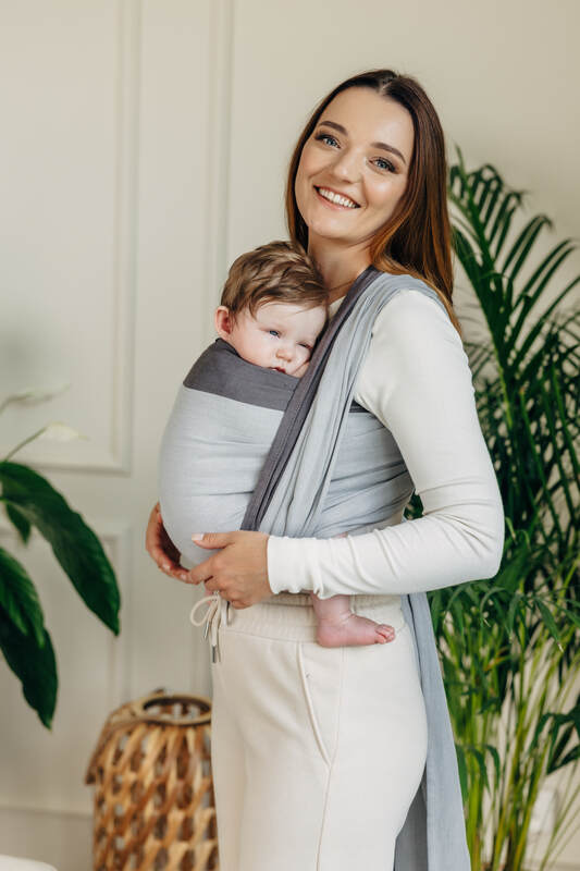 Mein Erstes Tragetuch, Kreuzköper-Bindung (100% Baumwolle) - COOL GREY - Größe XS #babywearing