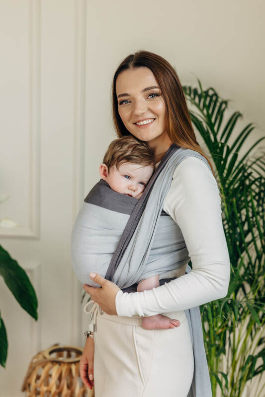Mein Erstes Tragetuch, Kreuzköper-Bindung (100% Baumwolle) - COOL GREY - Größe XS #babywearing