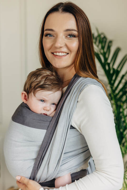 Mein Erstes Tragetuch, Kreuzköper-Bindung (100% Baumwolle) - COOL GREY - Größe XS #babywearing