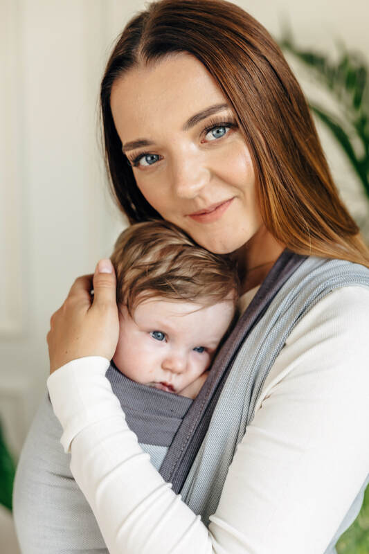 Mein Erstes Tragetuch, Kreuzköper-Bindung (100% Baumwolle) - COOL GREY - Größe XS #babywearing