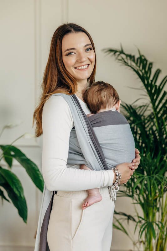 Mein Erstes Tragetuch, Kreuzköper-Bindung (100% Baumwolle) - COOL GREY - Größe XS #babywearing