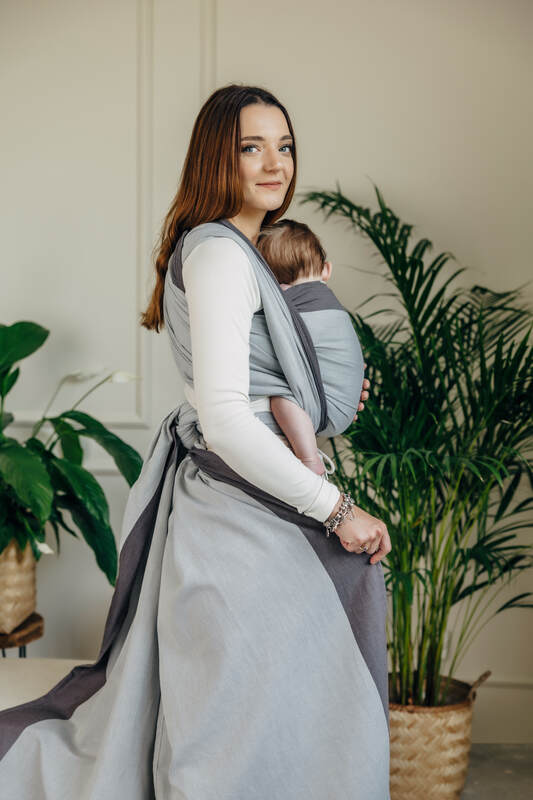 Mein Erstes Tragetuch, Kreuzköper-Bindung (100% Baumwolle) - COOL GREY - Größe XS #babywearing