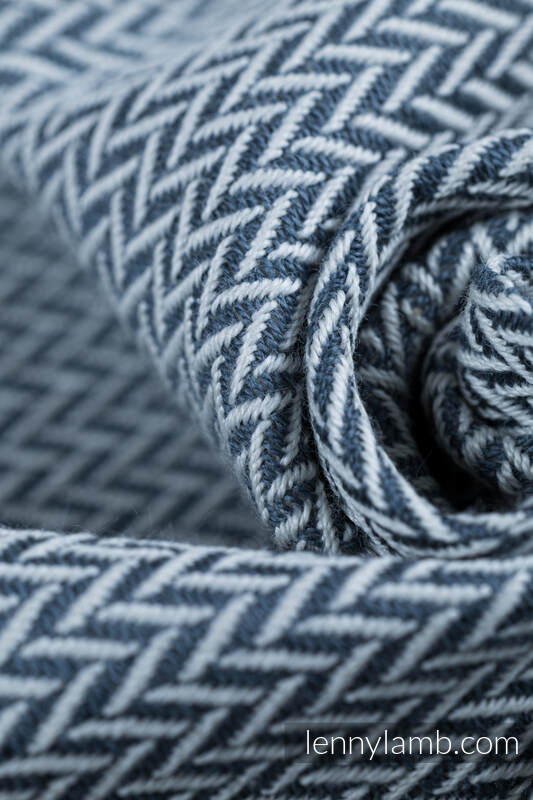 Vevd bæresjal, Størrelse Størrelse 7 (L - 5,2 m), LITTLE HERRINGBONE - GREY  #babywearing