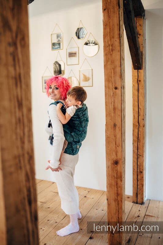 Nosidełko LennyPreschool  z tkaniny żakardowej (51% Bawełna 49% Jedwab), rozmiar preschool - DZIKIE WINO - IVY #babywearing