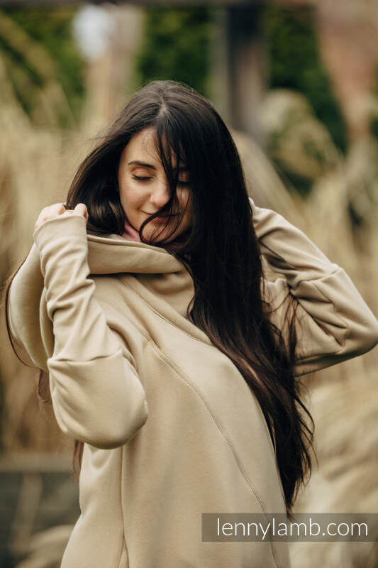 Asymmetrischer Pullover - Beige mit Wild Wine - Vineyard - Größe XXL #babywearing