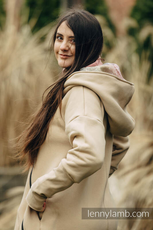Asymmetrischer Pullover - Beige mit Wild Wine - Vineyard - Größe XXL #babywearing