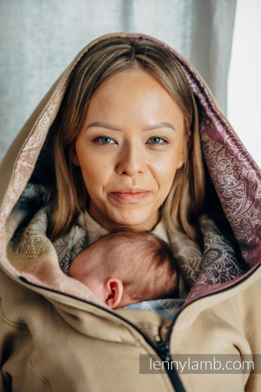 Asymmetrischer Pullover - Beige mit Wild Wine - Vineyard - Größe XXL #babywearing