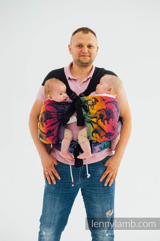 Nosidełko LennyTwin z tkaniny żakardowej 100% bawełna, rozmiar standard - PARK JURAJSKI - NOWA ERA #babywearing
