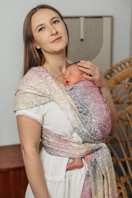 Baby Wrap, Jacquard Weave (100% cotton) - WILD WINE - VINEYARD - size XS