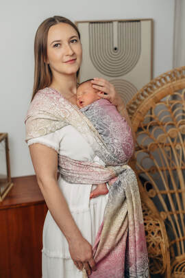 Baby Wrap, Jacquard Weave (100% cotton) - WILD WINE - VINEYARD - size M