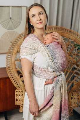 Baby Wrap, Jacquard Weave (100% cotton) - WILD WINE - VINEYARD - size S
