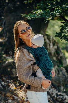LennyLight Carrier, Standard Size, jacquard weave (63% cotton, 37% merino wool) - ZEBRA - SAVANNA