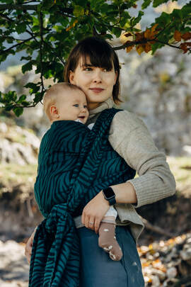 Baby Wrap, Jacquard Weave (63% cotton, 37% merino wool) - ZEBRA - SAVANNA - size XS