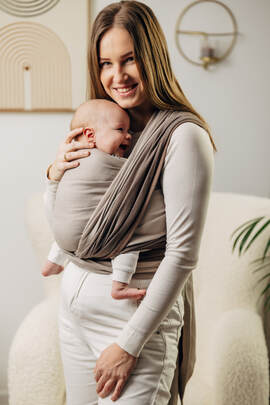 My First Baby Sling, Herringbone Weave (100% cotton) - LITTLE HERRINGBONE BABY CAFFE LATTE - size M (grade B)