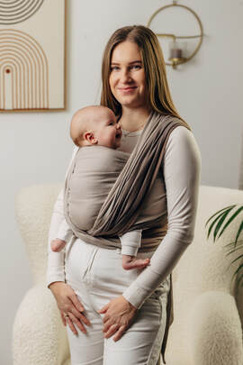 My First Baby Sling, Herringbone Weave (100% cotton) - LITTLE HERRINGBONE BABY CAFFE LATTE  - size S (grade B)