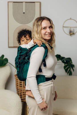 LennyPreschool Carrier, Preschool Size, herringbone weave 100% cotton - EMERALD