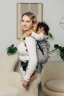 LennyPreschool Tragehilfe, Größe Preschool, Fischgrätmuster, 100% Baumwolle - BASIC LINE LITTLE HERRINGBONE GREY