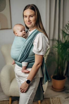 My First Baby Sling, Herringbone Weave (100% cotton) - LITTLE HERRINGBONE BABY MINT - size M (grade B)