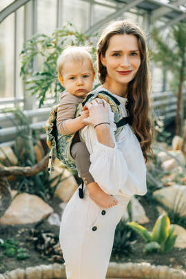 Lenny Buckle Onbuhimo PRO baby carrier, standard size, jacquard weave (100% cotton) - RAINFOREST - SELVA