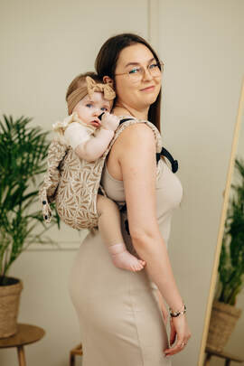 Lenny Buckle Onbuhimo PRO baby carrier, standard size, jacquard weave (50% cotton, 50% bamboo viscose) - INFINITY - GOLDEN HOUR