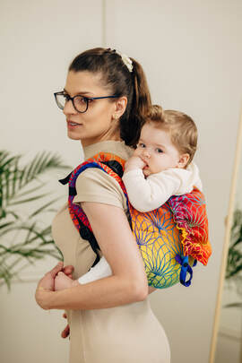 Lenny Buckle Onbuhimo PRO baby carrier , toddler size, jacquard weave (100% cotton) - RAINBOW LOTUS 