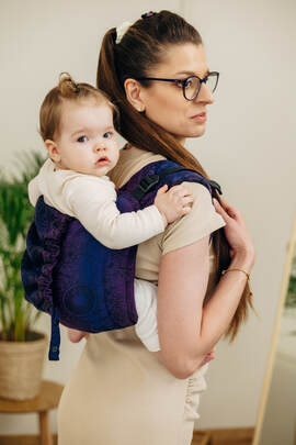 Lenny Buckle Onbuhimo PRO baby carrier, standard size, jacquard weave (100% cotton) - WILD WINE - BOUQUET