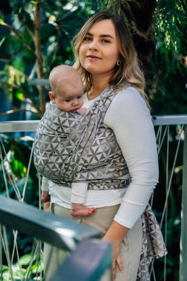 Baby Wrap, Jacquard Weave (55% cotton, 45% TENCEL™ Lyocell) - HEXAFLOWERS - MIRROR - size XS