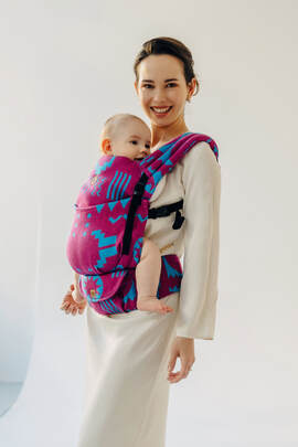 Porte-bébé LennyLight, taille standard, jacquard (56% laine mérinos, 27% coton peigné, 17% bourrette de soie) - EXPERIMENT no. 36 