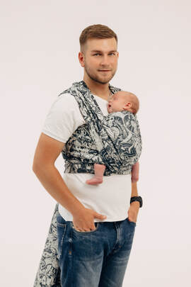 Baby Wrap, Jacquard Weave (100% cotton) - CLOCKWORK - FIX IT - size XS