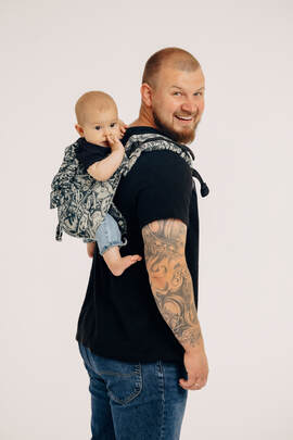 Lenny Buckle Onbuhimo PRO baby carrier, standard size, jacquard weave (100% cotton) - CLOCKWORK - FIX IT