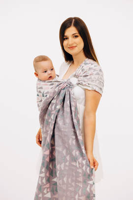 Ring Sling, Jacquard Weave (61% cotton, 39% bamboo viscose), with gathered shoulder - EAGLE ROCKS - PEAK - standard 1.8m