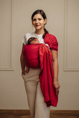 Ring Sling, Herringbone Weave (100% cotton) - with gathered shoulder - LITTLE HERRINGBONE SEDONA - standard 1.8m
