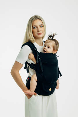 Porte-bébé LennyUpGrade PRO, taille standard, tissage herringbone, 100% coton - LITTLE HERRINGBONE EBONY BLACK 
