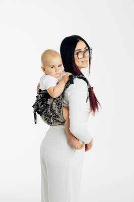 Onbuhimo PRO SAD LennyLamb, talla toddler, jacquard (65% algodón, 35% seda) - QUEEN OF THE NIGHT - PAMINA