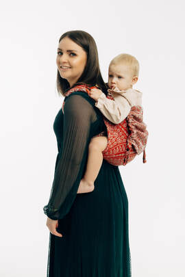 Lenny Buckle Onbuhimo PRO baby carrier, standard size, jacquard weave (100% cotton) - PEACOCK'S TAIL - HOLIDAY