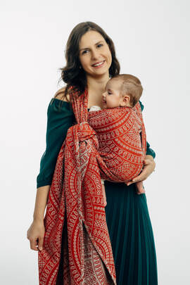 Fascia portabebè, tessitura Jacquard (100% cotone) - PEACOCK'S TAIL - HOLIDAY - taglia S