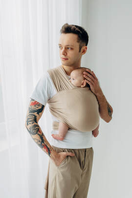 Stretchy/Elastic Baby Sling - Nude Beige - standard size 5.0 m